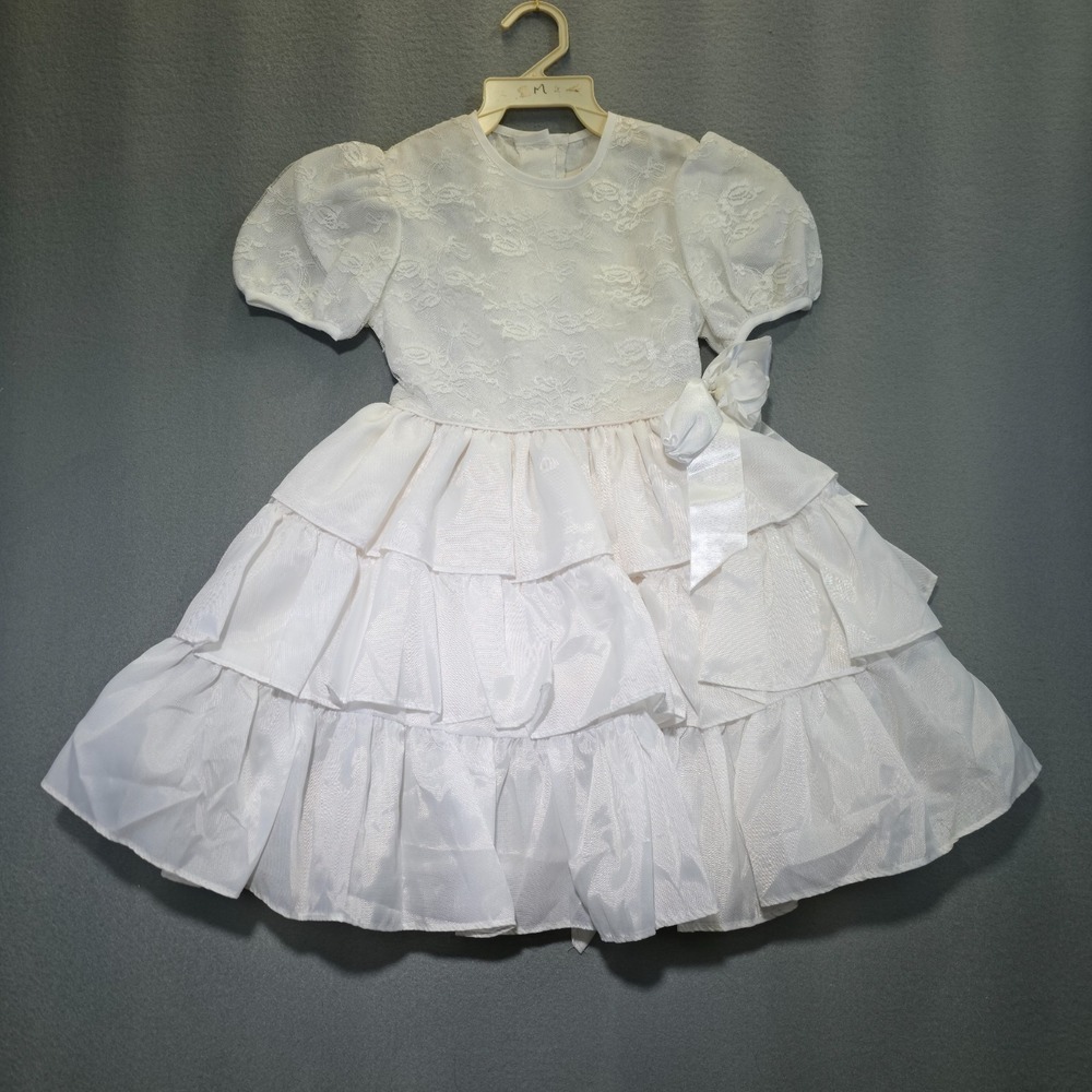 Lydia Girls White Dress with Ruffles for Weddings‎ Size 6
